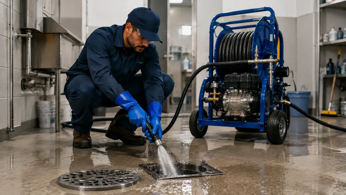 Floor Drain Hydro Jet Cleaning in Caruthers